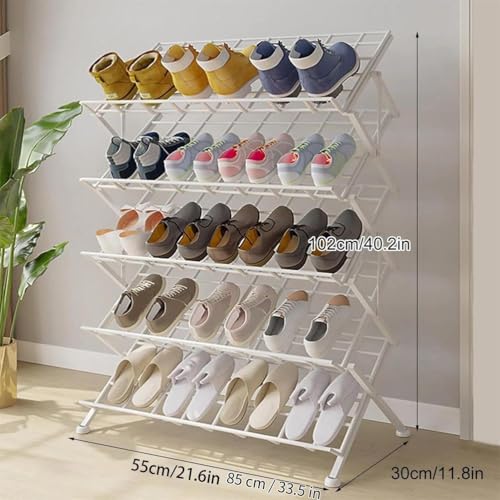 Étagère à chaussures pliable portable meuble rangement métal - 3