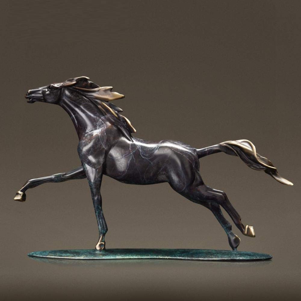 Brązowa rzeźba konia statua zwierzę domowe rzemiosło biurowe dekoracja regału prezent-B_25*6 * 16CM