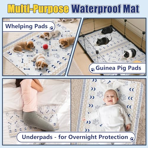 PmakeEorT Inkontinenzunterlage Waschbar PIPI Matten für Hunde, 2 Stück Welpen Unterlagen wasserdichte Trainingspads für Hunde, 46 x 61 cm