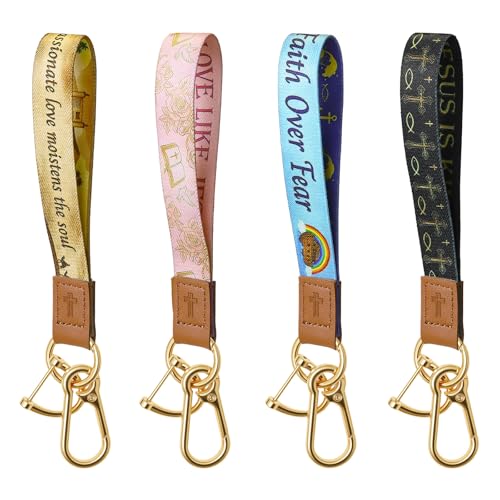 jhpsnpow 4 NFC Daily Bible Verse Keychain Wristlet，bible study supplies，bible