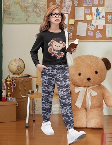 Image of Arshiner Girls 2 Piece Outfits Fashion Twist Front Tracksuit Long Sleeve Pullover Sweatshirt Sweatpants Jogger set Sweatsuit