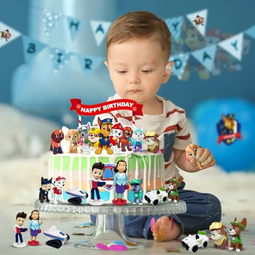Dog Tortendeko, 15pcs Dog Figuren Kuchen Deko, PIIMNT Tortendeko Cake Topper Tortenfiguren Deko Kindergeburtstag