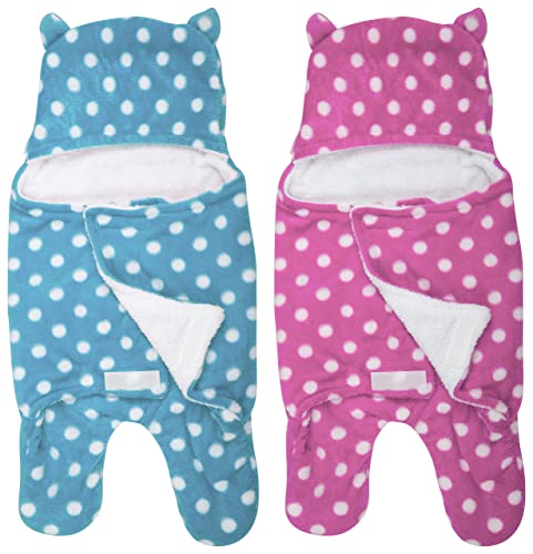Image of New Born Multi-Purpose Baby Boy's and Baby Girl's Blanket and Sleeping Bag (Blue Pink, 0-6 Months)