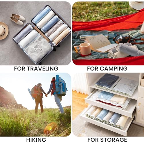 Image of TAILI 10 Pack Travel Compression Bags, Roll Up Space Saver Bags (23.6x15.7 inch),Hand Roll Packing Bags for Luggage, Suitcase, Backpack, No Tools or Vacuum Needed, Travel Accessories, Cream