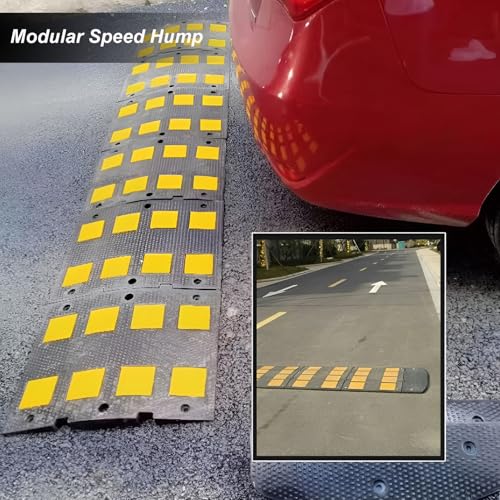Bache reductor de velocidad modular portátil de caucho para entrada de vehículos, altura 5 cm / 2 pulgadas miniatura 3