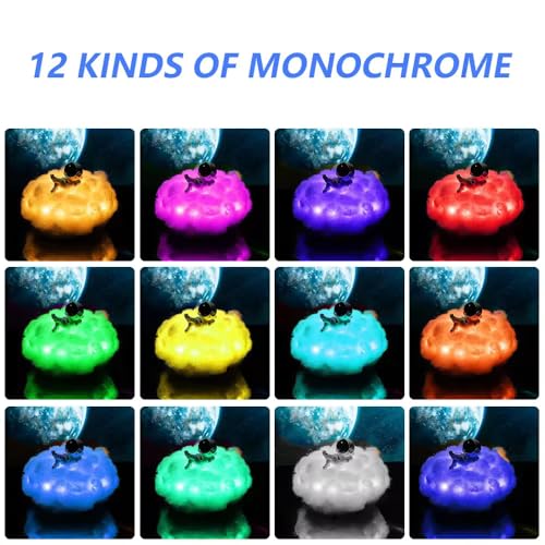 Image of One94Store Plastic Astronaut Cloud Lamp Colorful Creative Night Light USB Led Rainbow Effect Galaxy Projector with Remote Control Adjustable Timer Night Lamp for Baby, Bedroom, Gaming Room