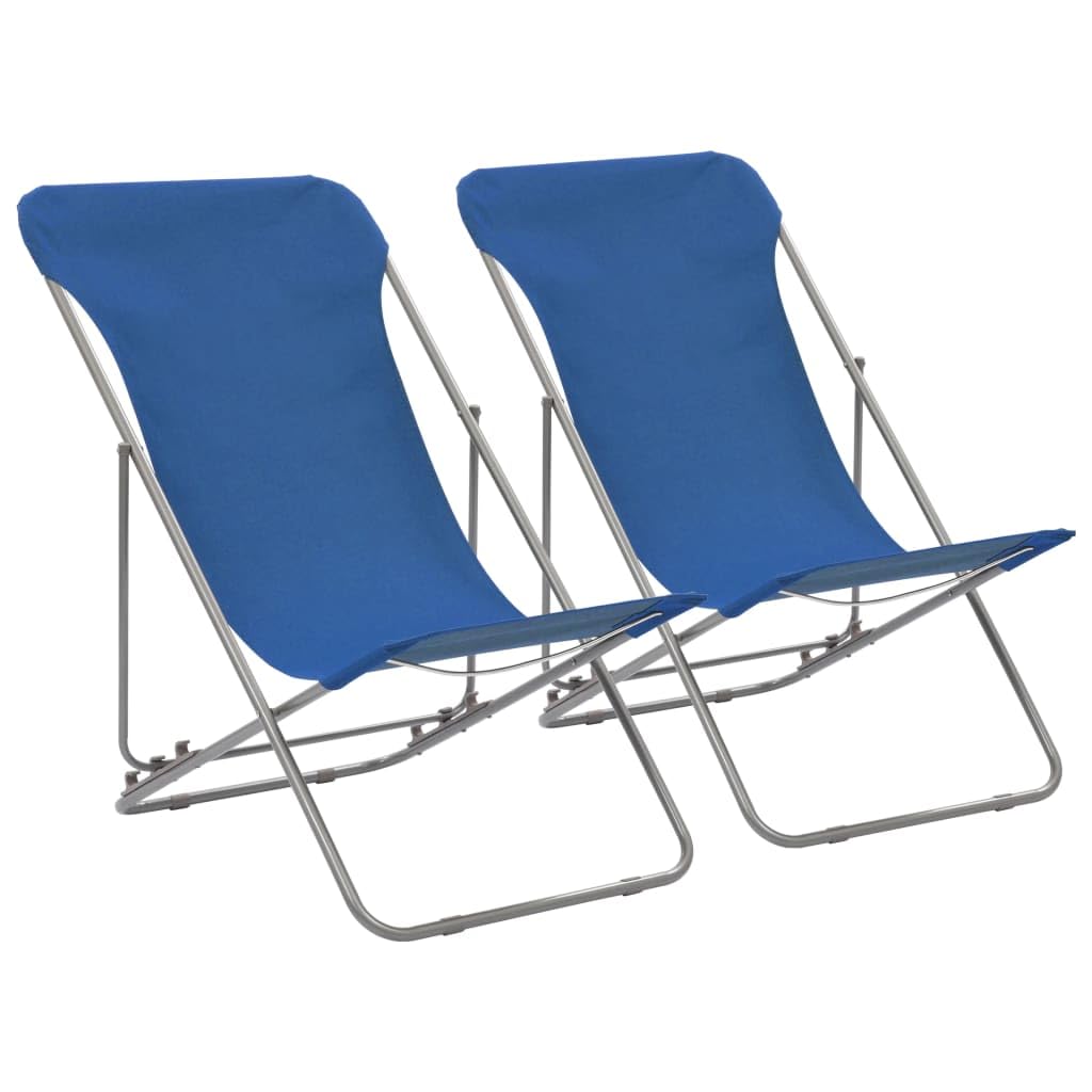 Fengshui Składane krzesła plażowe, 2 szt., niebieska, stal 600D, tkanina Oxford