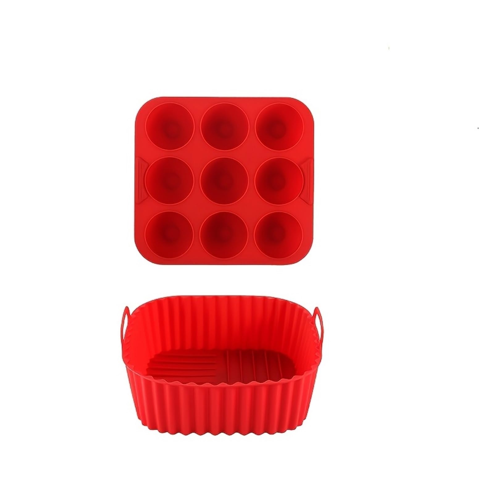 Genérico Bandeja for Hornear de Silicona de 2 Piezas for freidora de Aire | Antiadherente, resistente al calor, reutilizable, fácil de limpiar, versátil(2Pcs Red)