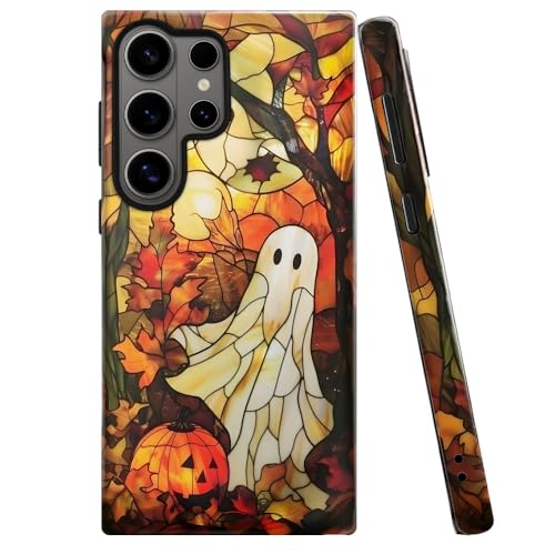 Case for Samsung Galaxy S26 Ultra,Halloween Stained Glass Autumn Phone Case Military-Grade Drop Protection Cover for Women Girl - Glossy