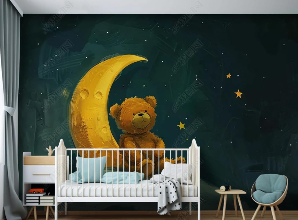 Papier peint ours mignon pour chambre de bébé : créez un cocon doux avec ce poster géant