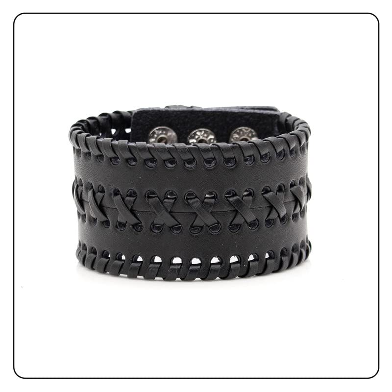 Image of Punk Rock Wide Cuff Wristband Braided Leather Bracelet