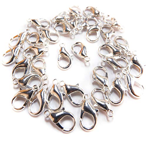 【BEAUTY PLAYER】カニカン シルバー 100個セット 14mm メガネチェーン マスクチェーン グラスチェーン ネックレス ブレスレット アンクレット 金具 留め具 アクセサリー ストラップ パーツ ハンドメイド DIY材料 (14mm シルバー)