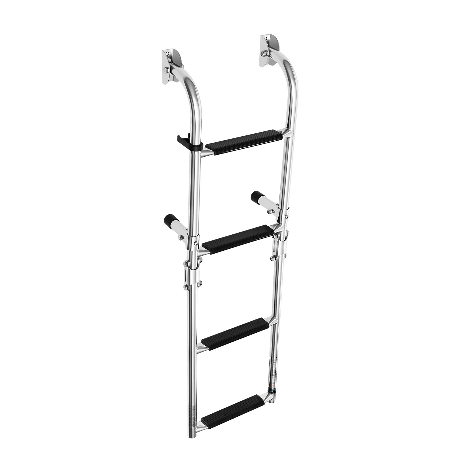 Échelle de bateau pliable en acier inoxydable - 2 + 2 marches antidérapantes en PVC - Pour propriétaires de yachts, piscine, ponton et familles - Charge maximale : 136 kg - Stable - Poignées