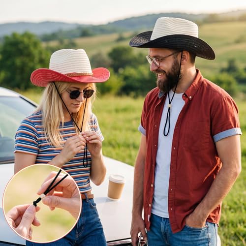 Image of JaGely 12 Pcs Straw Cowboy Hats for Women Men, Wide Brim Summer Hat Bulk Sun Protection for Western Themed Party