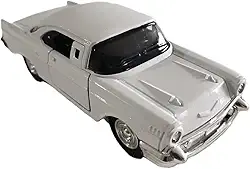 Miniatura de carro Chevrolet Bel Air 1957,Colecionável, Escala 1:32, 13cm, com Sistema de Fricção (Branco)