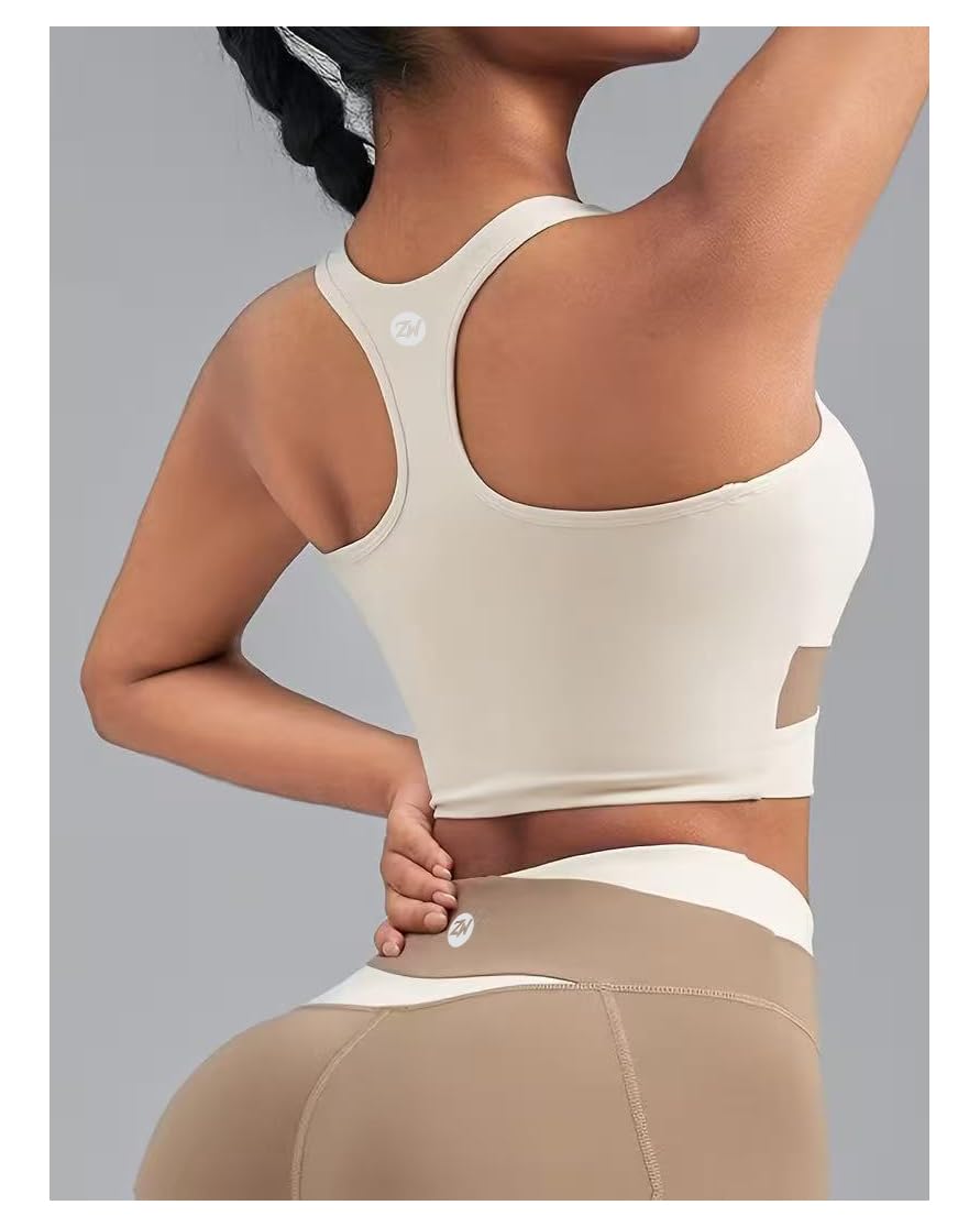 Ensemble de yoga 4 pièces pour femme avec fermeture éclair - Veste à manches longues - Leggings de sport rembourrés - Pour course à pied, fitness - Survêtement sans couture