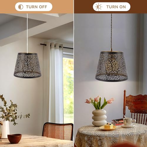 HERCHR Lampshades E27 Light Shade,Small Lamp Shade,Tree Shadow Lampshade,Black Light Shade,Metal Lamp Shade Small Lamp Shades Black Lamp Shade Modern Lamp Shade - Image 4