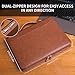 Geslun Personalized Vegan Leather Portfolio with Hidden Handle, Front Pocket, Custom Business Padfolio Tablet/13” Laptop Organizer, Professional Executive Document Folio, Brown