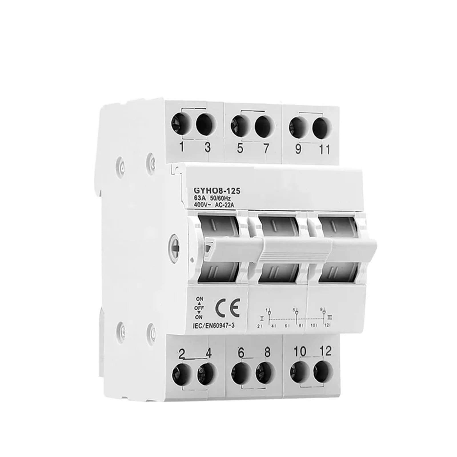 Interrupteur de transfert manuel GYHO8 3P 63A pour double alimentation - 5