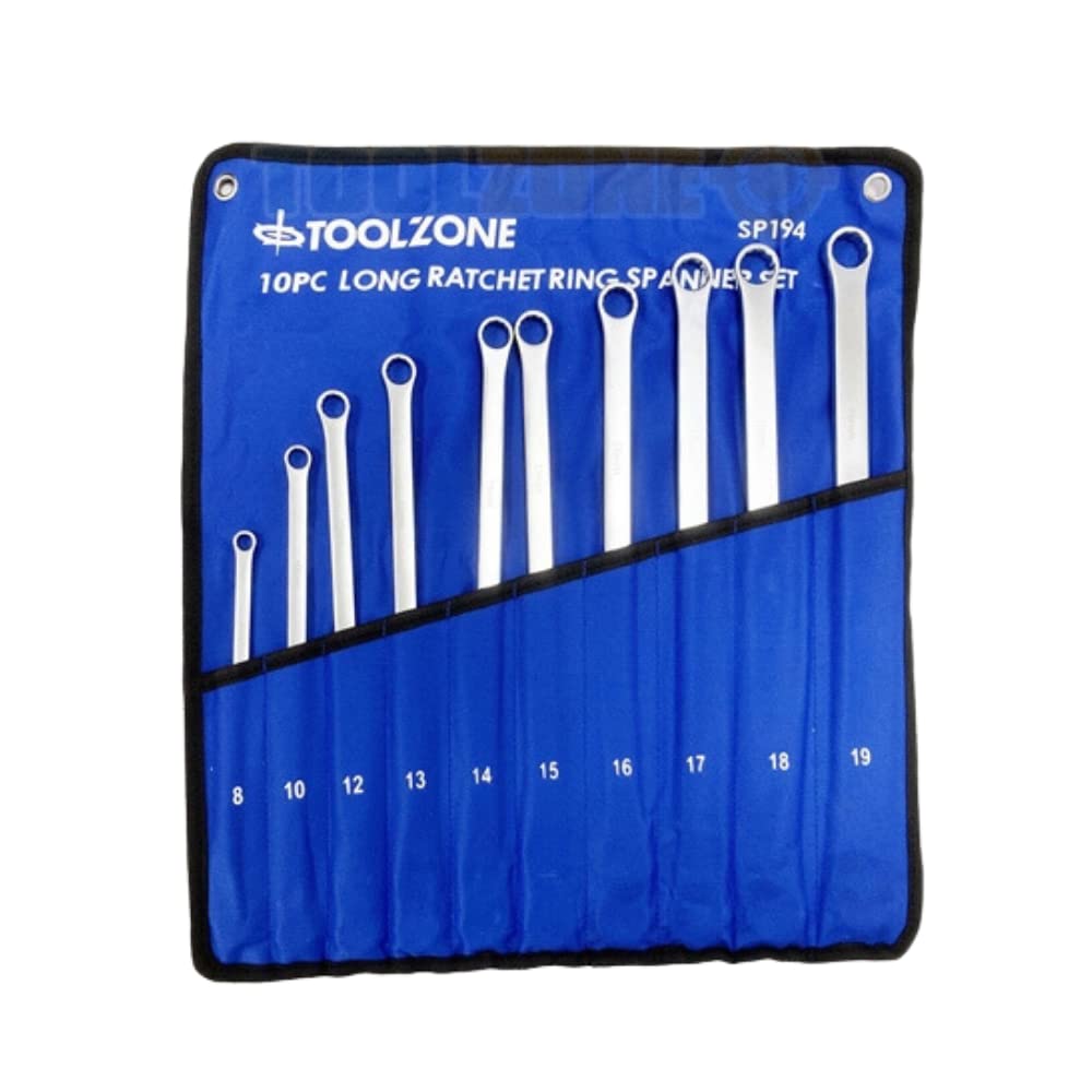 Toolzone 10 pc Long Ratchet Spanner Set in Pouch