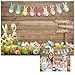 DHXXSC 7X5FT Easter Party Background Easter Decorations Easter Backdrops Photography Banner Bunny Grassland Rustic Wood Background Eggs Easter Spring Party Decorations DH-174
