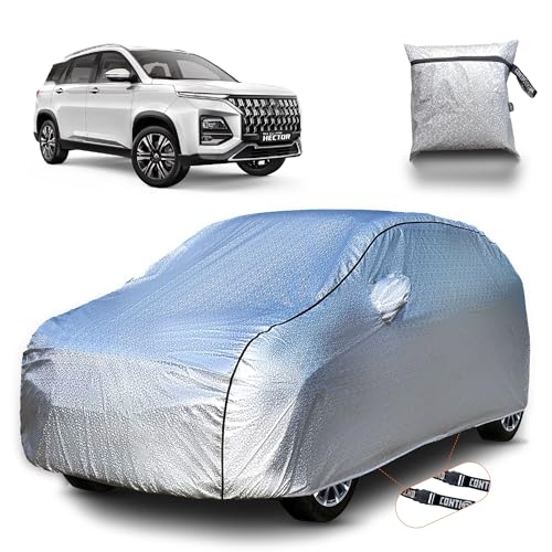Image of Continental [SilverGuard] Dual Belts Extra Protection MG Hector Car Cover (2025-2026) Build with Triple Stitched,Waterproof & Dustproof Car Cover for Hector (Metallic Silver).