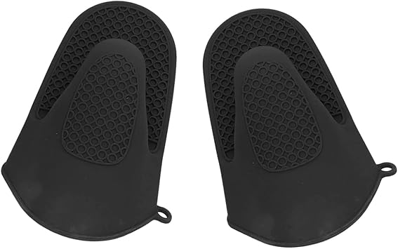 Oven Glove Thicken Silicone Pot Holder Mini Oven Mitt Heat Resistant Pinch Covers for Baking, Cooking, Bbq Grilling Black