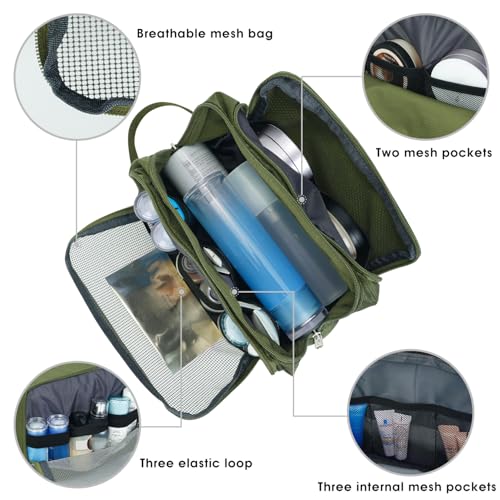 Image of WANDF Travel Toiletry Bag for Men, Small Dopp Kit for Toiletries | Water-Resistant Fabric, Travel Bag for Toiletries, Compact Storage, Shaving Accessories, Weekend Trips