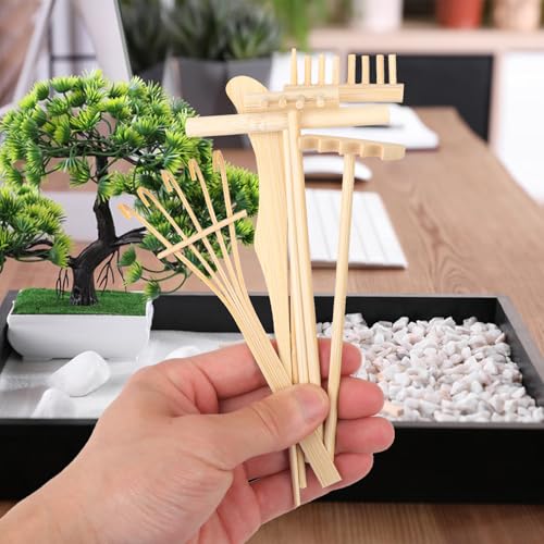 Set 24 Piezas Mini Rastrillos Zen Jardín Bambú miniatura 6