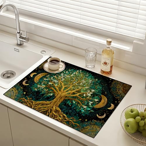 Image of Stove Guard Mat for Electric Stoves -Heat-Resistant Protector, Non-Slip Kitchen Counter Mat Stylish Kitchen Decor (Tree)