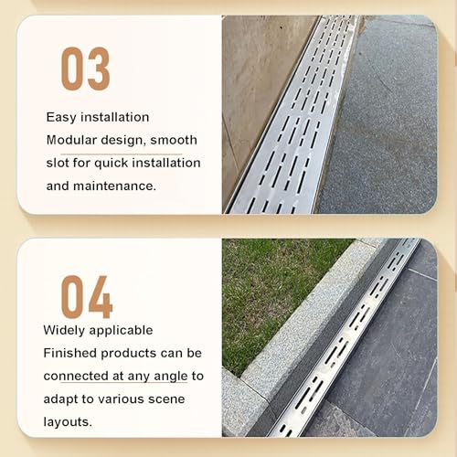 Caniveaux de drainage en acier inoxydable 304 avec grille amovible haut de gamme - 5