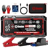 9 in 1 Jump Starter, 12V Jump Box Car Battery Jumper Starter Portable with 14 in 1 Protection Jumper Cables(Up to 8.0 Gas/6.0L Diesel), LED Lights, LCD Display, Insulated Gloves
