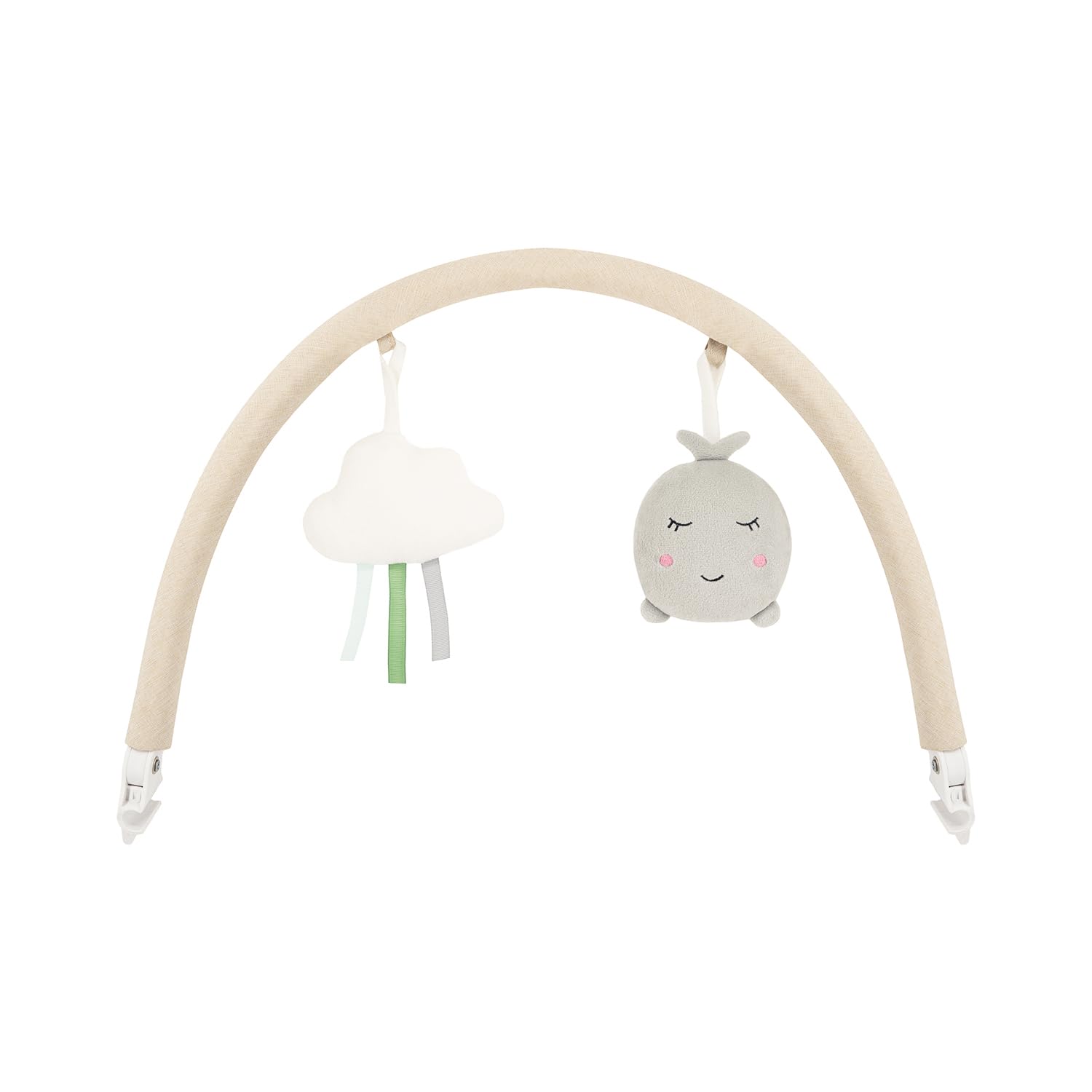Balancelle MoMi KENANI SAND jusqu'à 9 kg, écran LED, télécommande, Bluetooth pour smartphone, alimentation piles/secteur, harnais de sécurité 5 points, arche et jouets