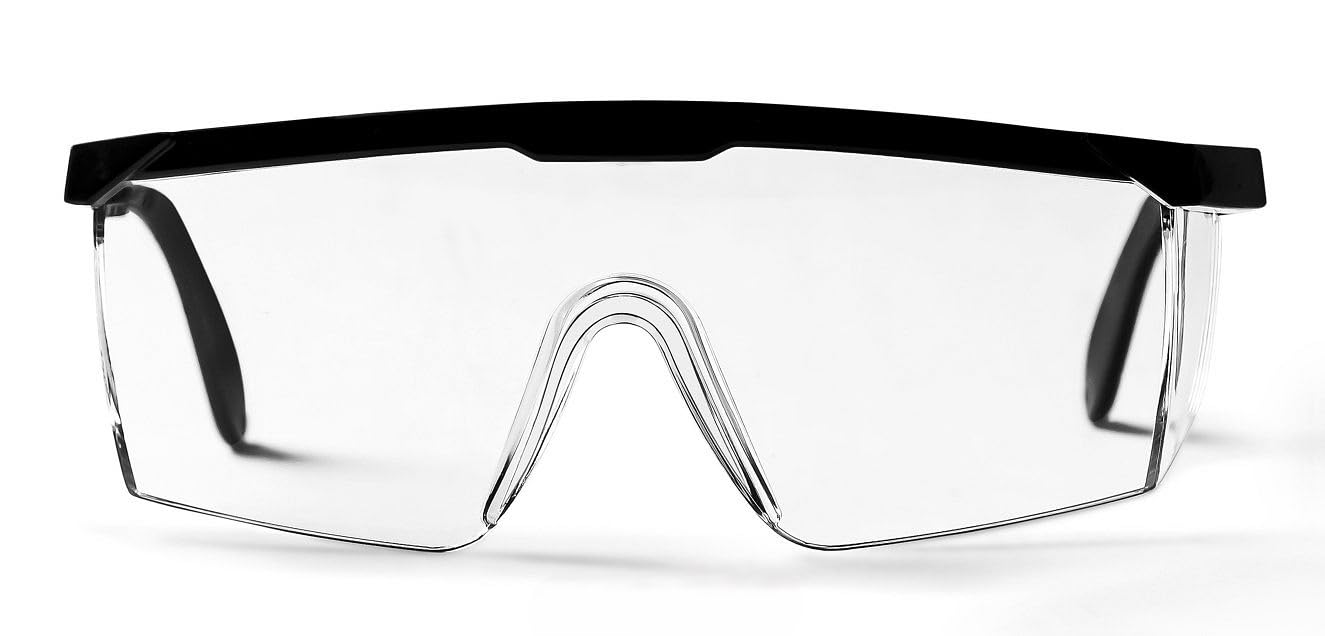 Lenskart Safety Goggles | Protective Safety Glasses | Anti-Dust, Anti-Splash | Adjustable Temples | Black Transparent Half Rim Square |Men and Women | Large | L E13335 (B0DFGX3TKM) Amazon Price History, Amazon Price Tracker