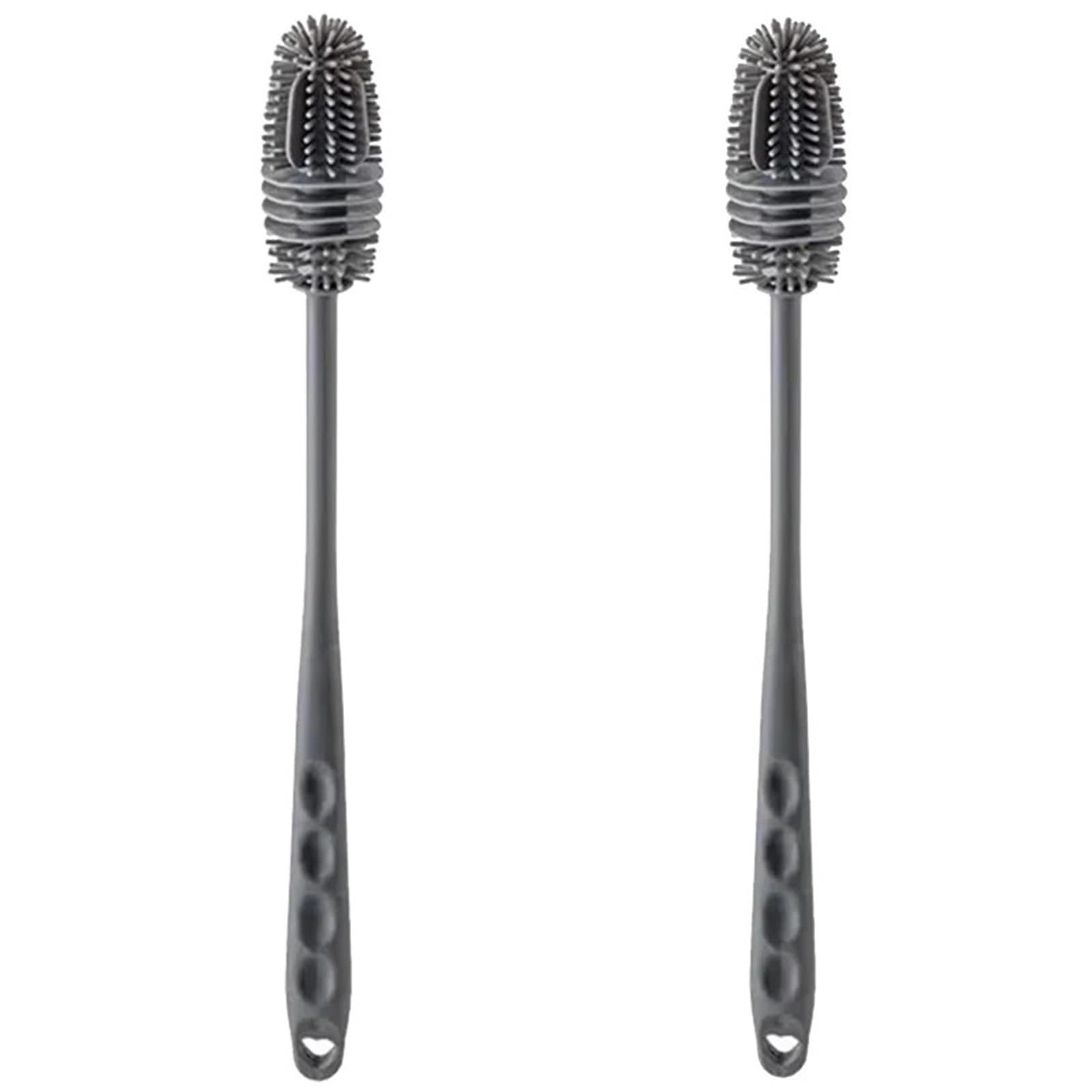 Flaschenbürste Silikon-Milchflaschenbürsten mit langem Griff, Reinigungsbürsten for Tassen, Trinkflaschen, Glasbecher, Küchenreinigungswerkzeug für die Küche(2Pcs M Grey)