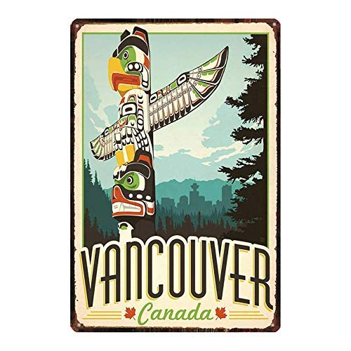Metal Tin Sign Canada Vancouver Pub Outdoor Bar Retro Poster Home Kitchen Restaurant Wall Decor Signs 12x8inch