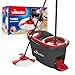 Vileda Turbo 2in1 Spin Mop &amp; Bucket Set with Foot Pedal, Telescopic Handle up to 123cm, 2-in-1 Microfibre Mop Head for Deep Cleaning, Removes 99% Dirt with Water, Suitable for All Hard Floors, Red