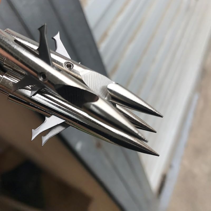 10pcs Stainless Steel Spear Arrowhead, Deep Water Hunting Arrow with Seamless Barbed Tip, Bullet Head Fish Spear for Bowfishing & Catapult