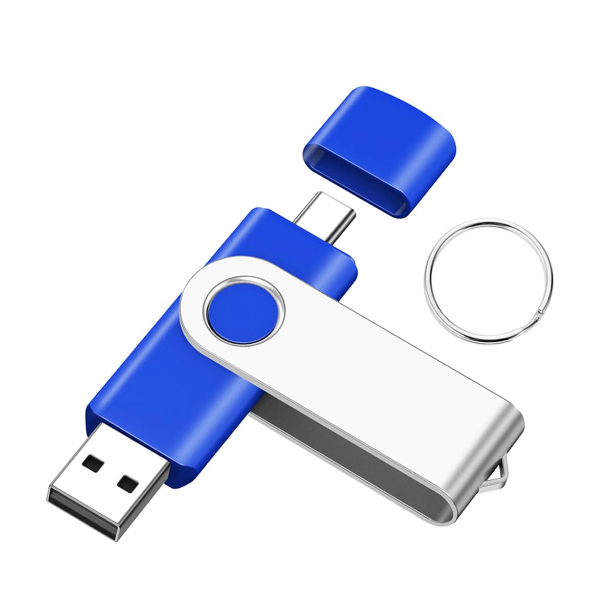 16GB Type-C & USB2.0 Flash Drive 1PCS, EASTBULL 2-in-1 FAT32 USB C Flash Drive Bulk Type-C Thumb Drives OTG Memory Sticks Compatible with Smartphones, Computers, Tablets, Mac (Blue, 16GB)