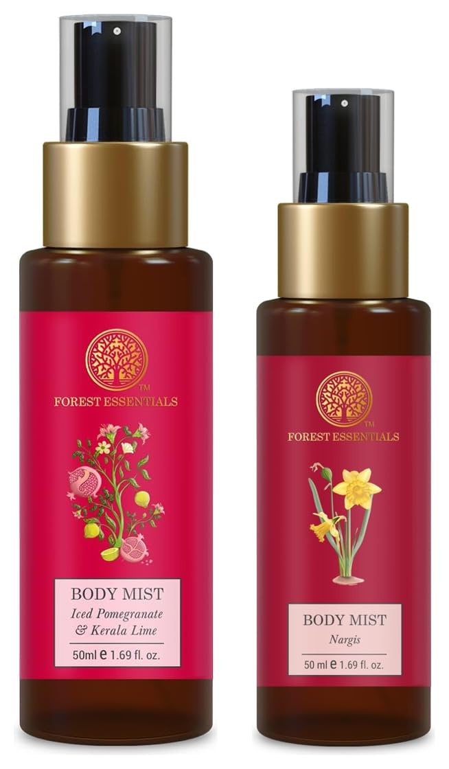 Forest Essentials Travel Size Body Mist Iced Pomegranate & Kerala Lime| Luxury Citrus Fragrance | 50 ml & Travel Size Body Mist Nargis| 50 ml Combo-picture-23