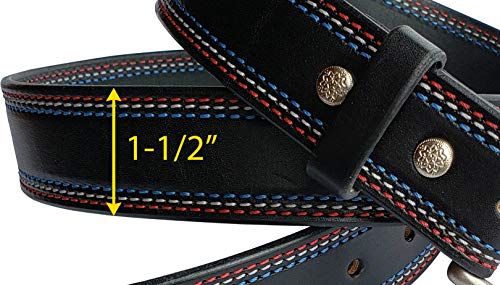 Red, White & Blue Stitched, Freedom Belt, Full Grain Leather, Made in the USA3