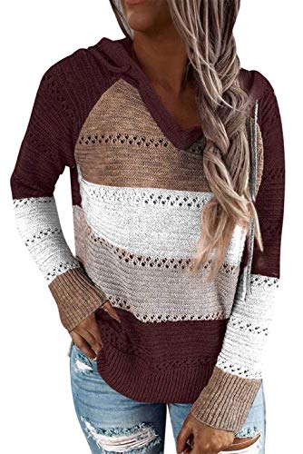 CMTOP Mujer Sudadera con Capucha Manga Larga Jerséis Sueltos Sudadera Otoño Invierno Mujer Chándal Caliente Suéter(Vino Rojo,XL) Cover