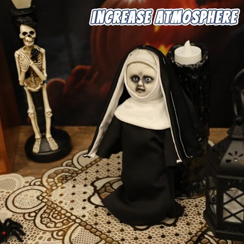 Muñeca Creepy Catholic Nun para Halloween 22.5 cm miniatura 6