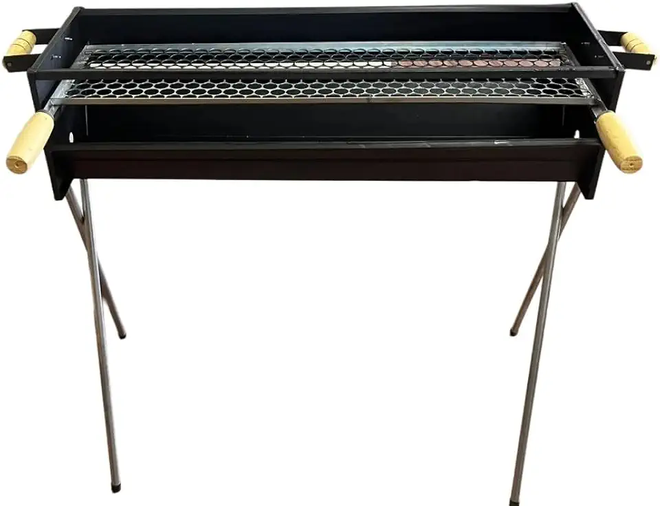 Churrasqueira Espetinho Reforçada A Carvão Espeteira Tradicional 80X25cm Espeteira Bar Lanchonete Com Grelha