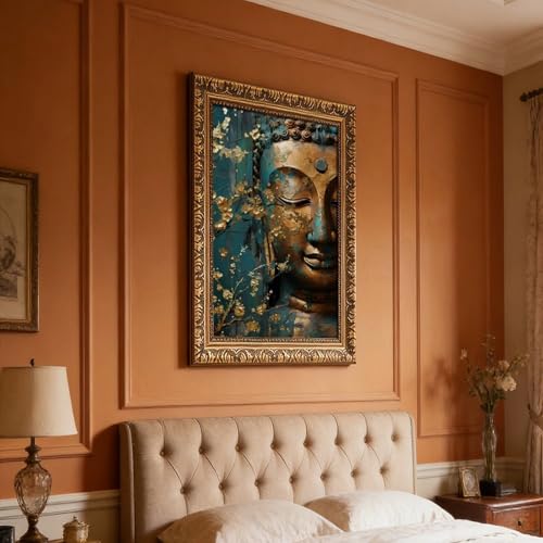 Tableau bouddha méditerranéen impression sur toile de lin 61x91