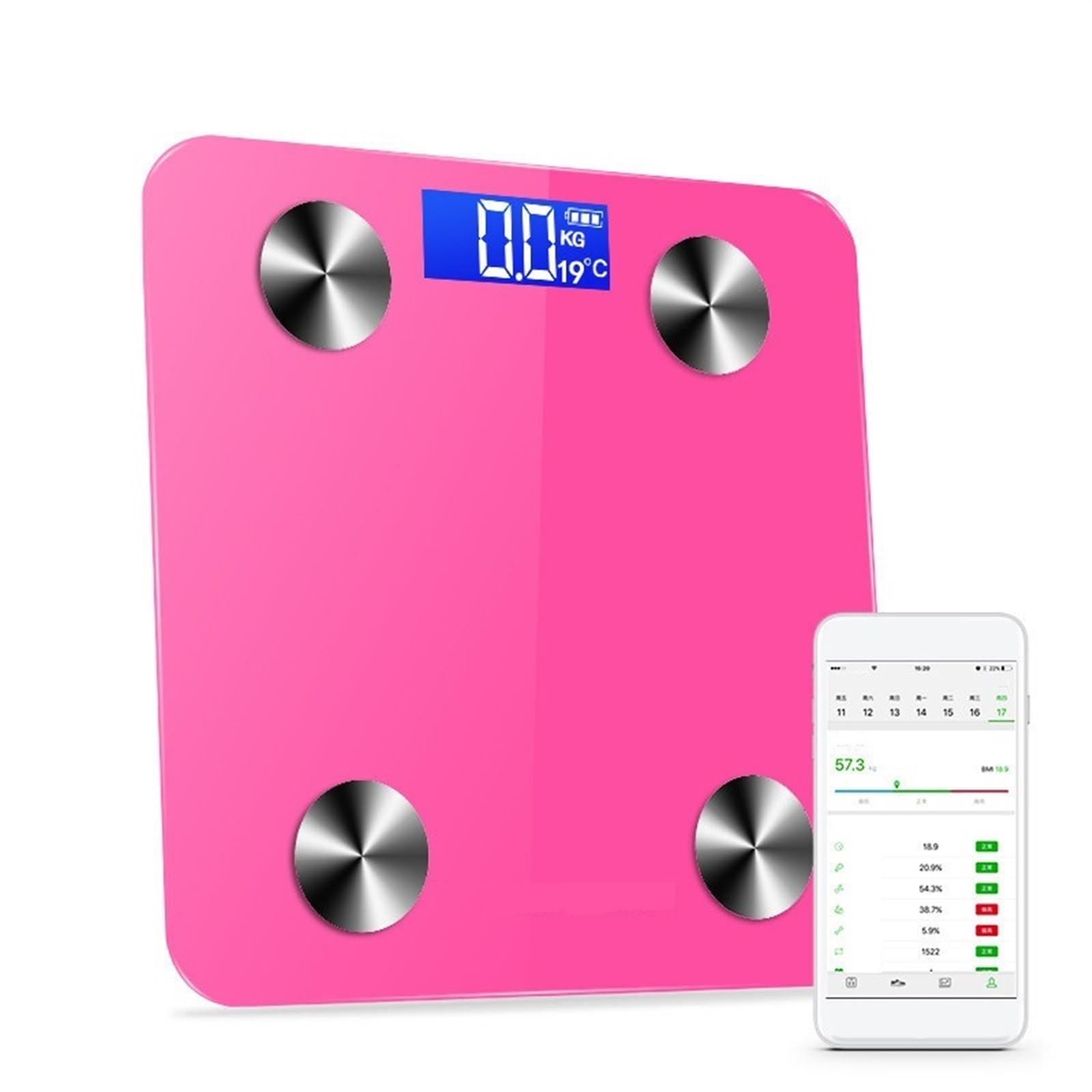 Bilancia Intelligente Del Grasso Corporeo Bluetooth Con Corporea Grassa Preciso E Facile Da Leggere(Black)
