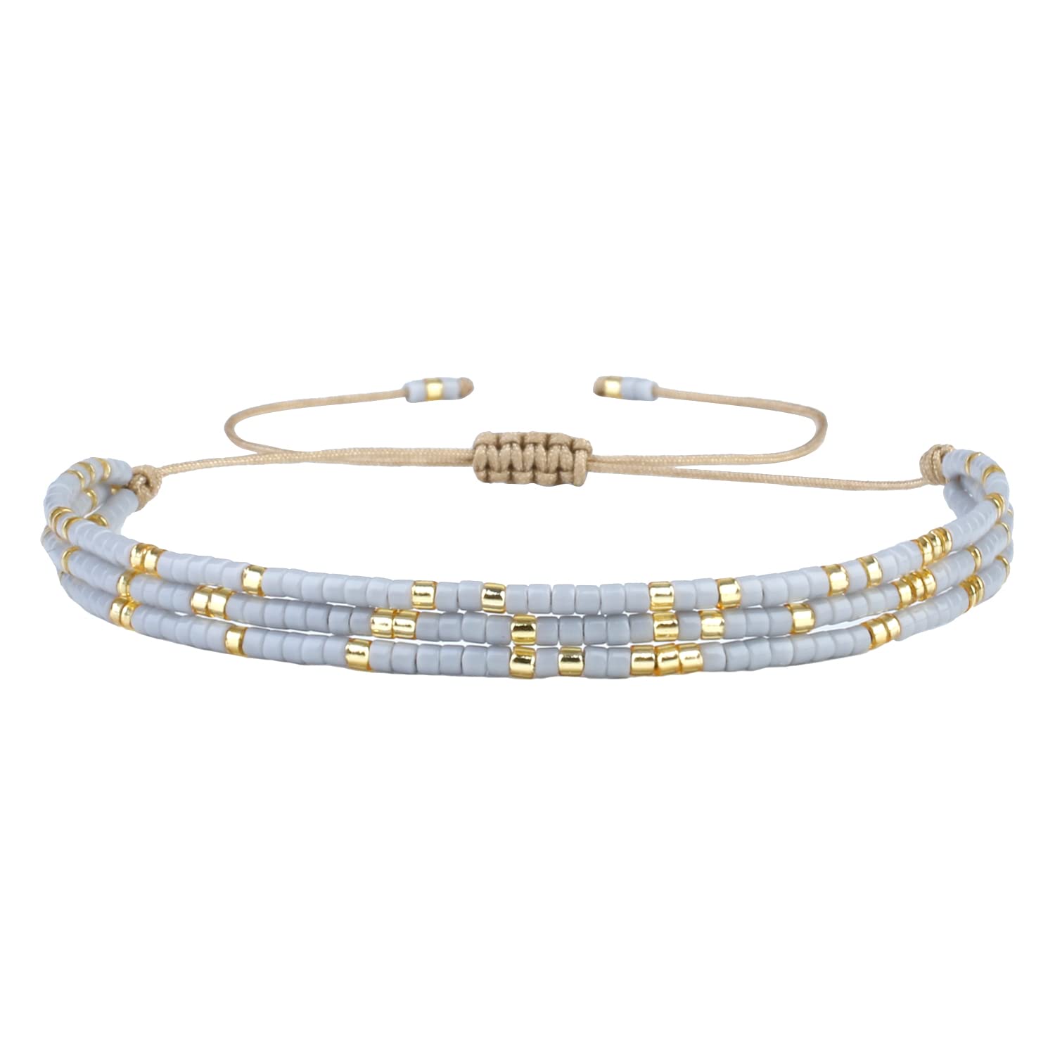 KELITCH Drei Runden Überlagerung Armbänder Bunte Mix Perlen Handgemachte Strand Armbänder Für Damen