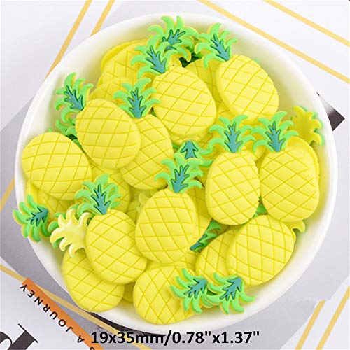 50 Pack Cute Fruit Vegetable Resin Charms Flatbacks Buttons Polymer Clay Beads for Miniature Fairy Garden Hair Accessories Jewelry Making Home Decorations(Pineapple) - Image 2