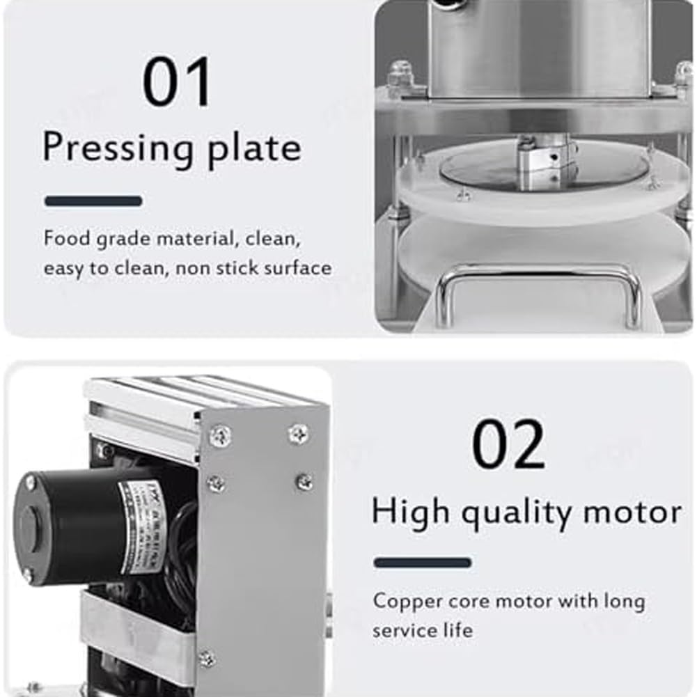 Macchina elettrica per stendere l;Impasto della Pizza, sfogliatrice Professionale a rulli, Macchina per la Produzione di Impasto per Pizza in Acciaio Inox, 200-400 Fogli all;Ora (25cm)