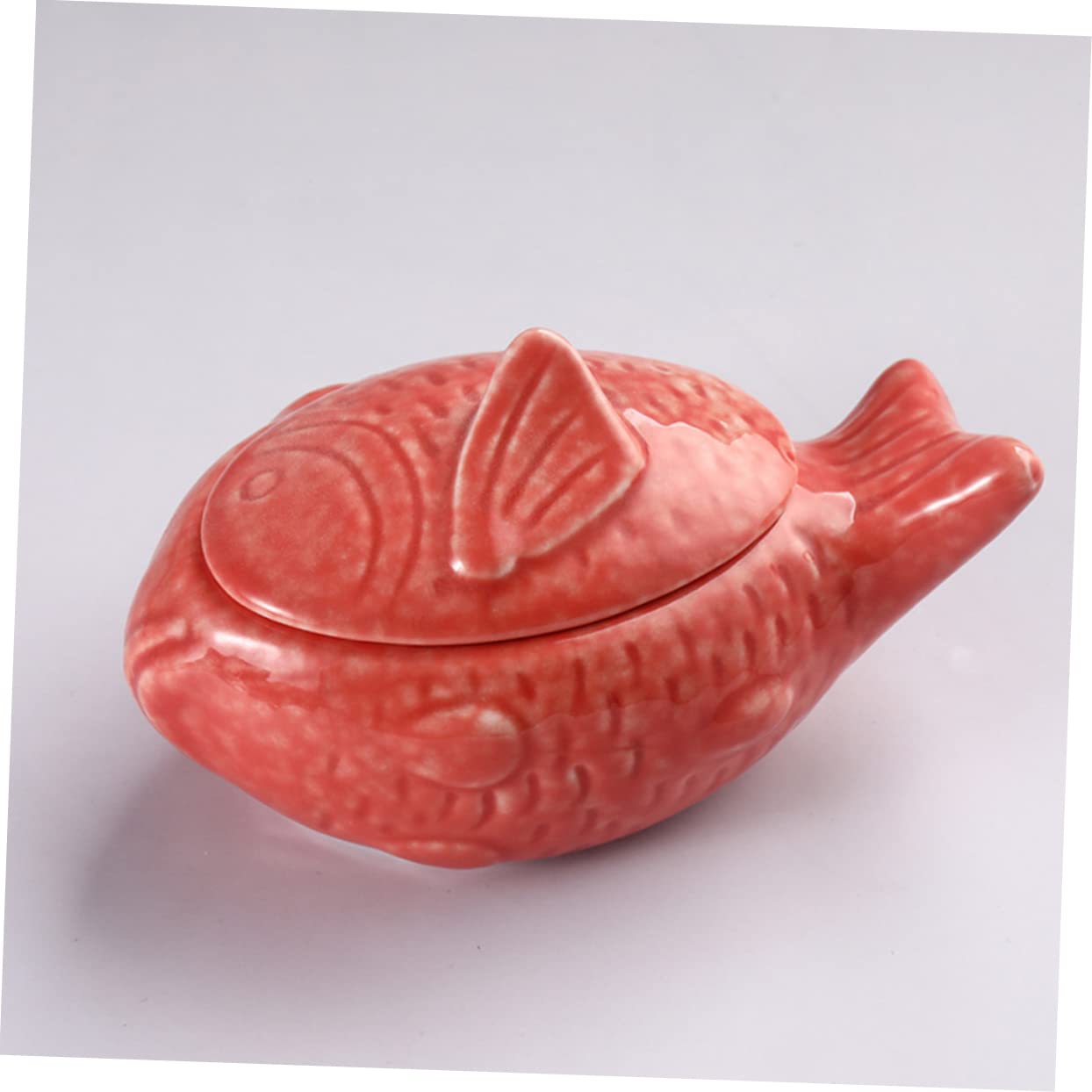 MAGICLULU Keramik Spülmaschinenfest und Leicht zu Reinigen Saucenschale in Fischförmigem Design mit Deckel Japanischer Stil für Restaurant und Zuhause